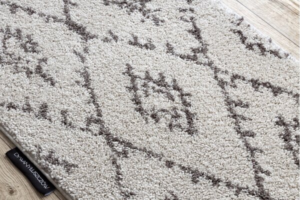 Dywany Łuszczów, Běhoun Berber Fez cream, 60x200, bílá, ložnice