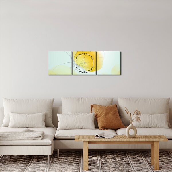 Obraz - Žlutý motýl (s hodinami) (90x30 cm)