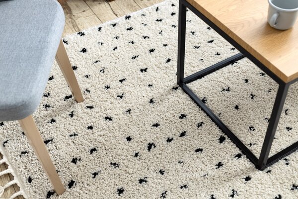 Dywany Łuszczów, Kusový koberec Berber Syla B752 dots cream, 80x150, bílá, kancelář