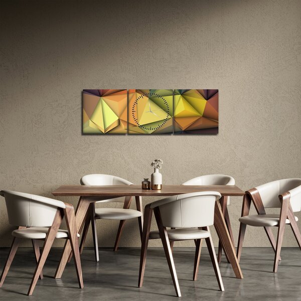 Obraz - Polygonální 3D abstrakce (s hodinami) (90x30 cm)