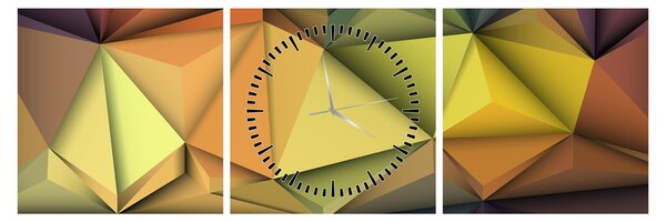 Obraz - Polygonální 3D abstrakce (s hodinami) (90x30 cm)