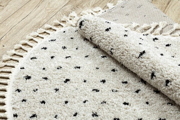 Dywany Łuszczów, Kusový koberec Berber Syla B752 dots cream kruh, 120x120 (průměr) kruh, bílá, chodba / předsíň