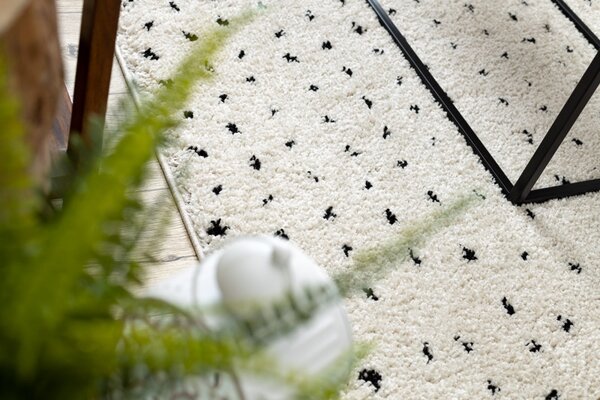 Dywany Łuszczów, Kusový koberec Berber Syla B752 dots cream, 80x150, bílá, kancelář
