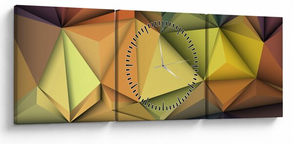 Obraz - Polygonální 3D abstrakce (s hodinami) (90x30 cm)