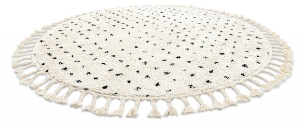 Dywany Łuszczów, Kusový koberec Berber Syla B752 dots cream kruh, 120x120 (průměr) kruh, bílá, chodba / předsíň