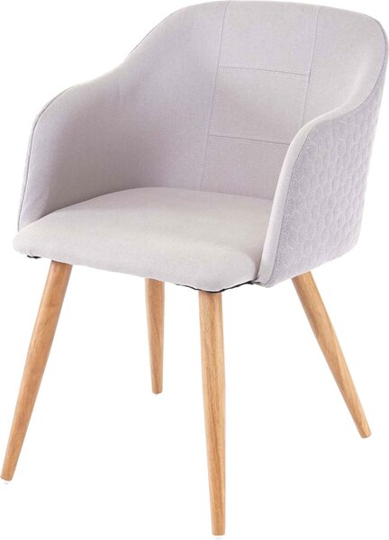 Jídelní židle HWC-D71, židle kuchyňská židle, retro design, područky látka/textil světle šedá-šedá