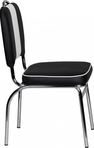FineBuy Jídelní židle American Diner, černá, retro ve stylu 50. let, židle s opěrkou, výška sedáku 47 cm