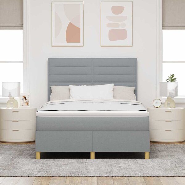 Postel s boxspringem s matrací Světle šedá 140 x 200 cm textil 3339546