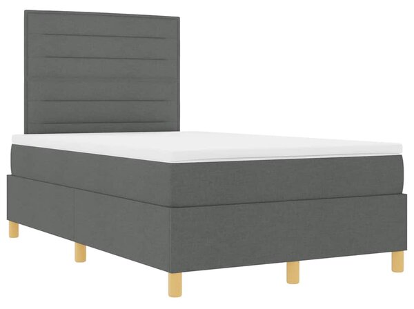Postel s boxspringem s čelo Tmavě šedá 120 x 190 cm textil 3339526
