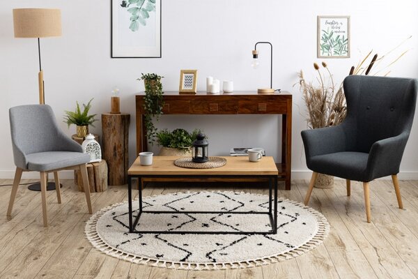 Dywany Łuszczów, Kusový koberec Berber Tetuan B751 cream kruh, 120x120 (průměr) kruh, bílá, ložnice