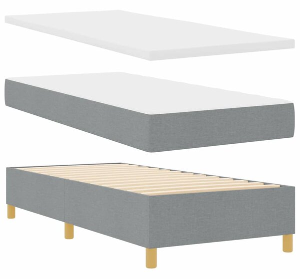 Postel s boxspringem s čelo Světle šedá 90 x 200 cm textil 3341812