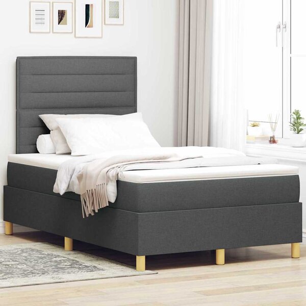 Postel s boxspringem s čelo Tmavě šedá 120 x 190 cm textil 3339526