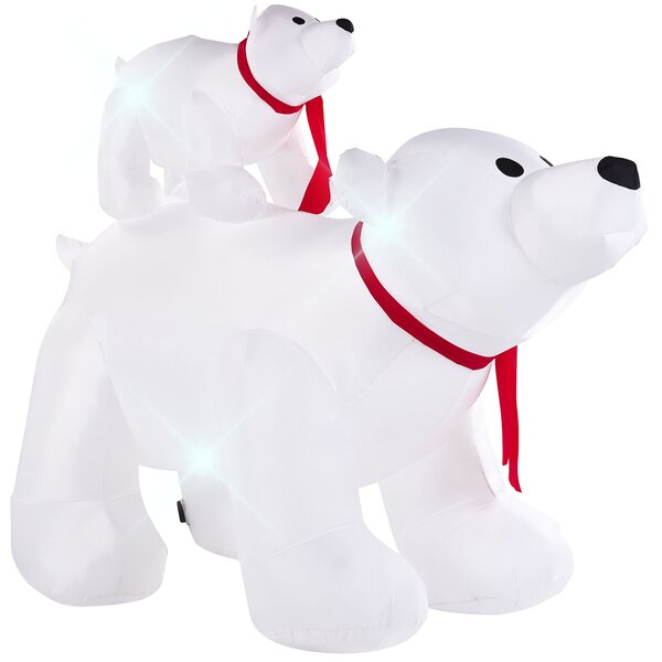 Vánoční nafukovací polární medvěd s LED osvětlením 160 cm bílý KULTALA