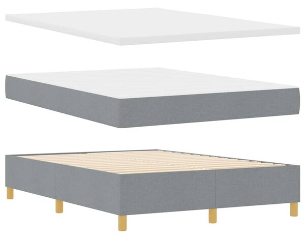 Postel s boxspringem s čelo Světle šedá 140 x 200 cm textil 3341896