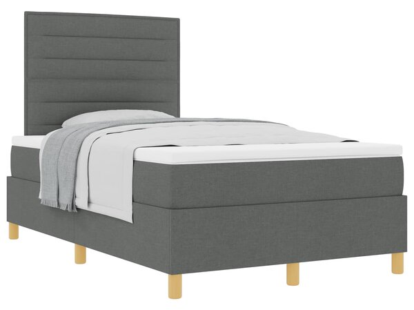 Postel s boxspringem s čelo Tmavě šedá 120 x 190 cm textil 3339526