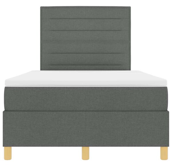 Postel s boxspringem s čelo Tmavě šedá 120 x 190 cm textil 3339526