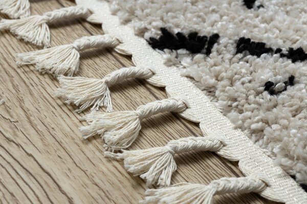 Dywany Łuszczów, Běhoun Berber Tetuan B751 cream, 60x200, bílá, obývací pokoj