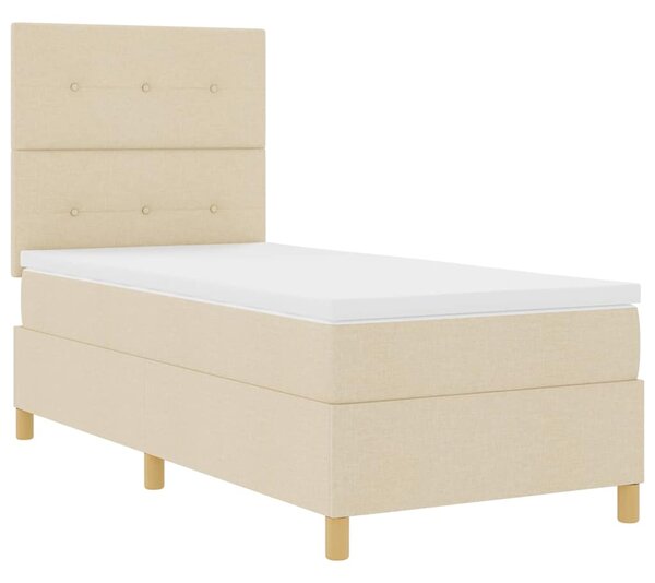Postel s boxspringem s čelo Krémová 90 x 190 cm textil 3339586