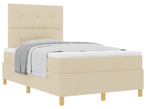Postel s boxspringem s čelo Krémová 120 x 200 cm textil 3339614
