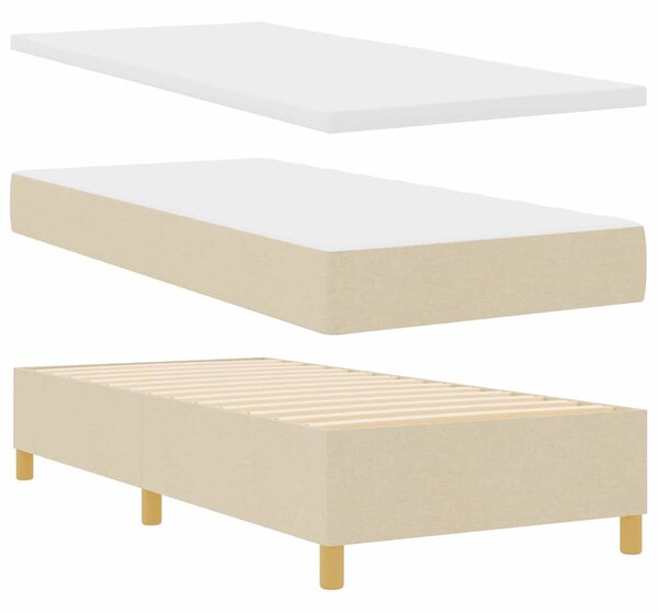 Postel s boxspringem s čelo Krémová 90 x 190 cm textil 3339586