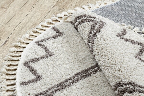 Dywany Łuszczów, Kusový koberec Berber Asila cream and brown kruh, 120x120 (průměr) kruh, hnědá, ložnice