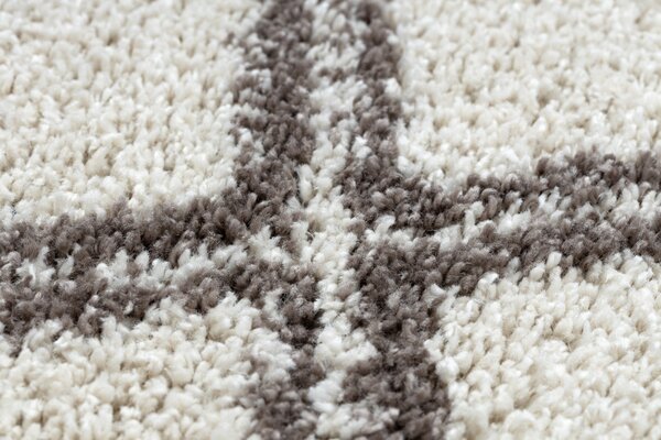 Dywany Łuszczów, Kusový koberec Berber Asila cream and brown kruh, 120x120 (průměr) kruh, hnědá, ložnice