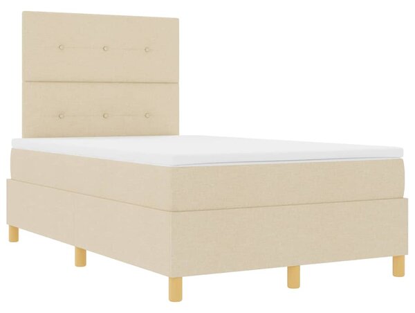 Postel s boxspringem s čelo Krémová 120 x 200 cm textil 3339614