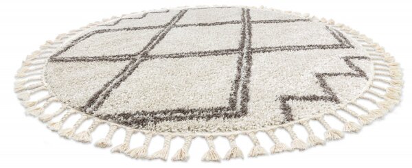Dywany Łuszczów, Kusový koberec Berber Asila cream and brown kruh, 120x120 (průměr) kruh, hnědá, ložnice