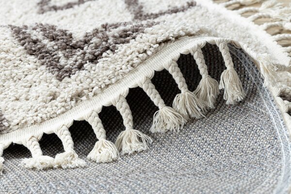 Dywany Łuszczów, Kusový koberec Berber Asila cream and brown kruh, 120x120 (průměr) kruh, hnědá, ložnice
