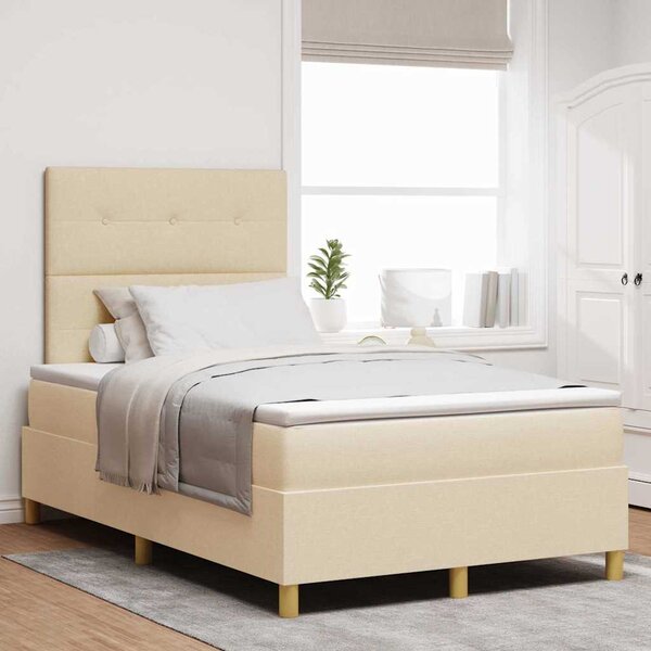 Postel s boxspringem s čelo Krémová 120 x 200 cm textil 3339614