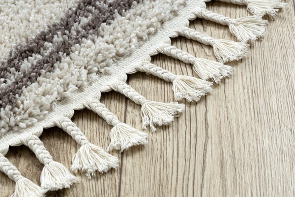 Dywany Łuszczów, Kusový koberec Berber Asila cream and brown kruh, 120x120 (průměr) kruh, hnědá, ložnice