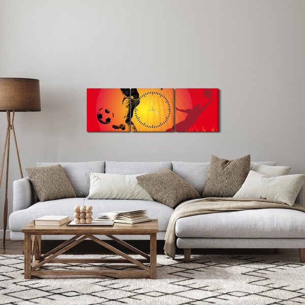 Obraz - Fotbal (s hodinami) (90x30 cm)