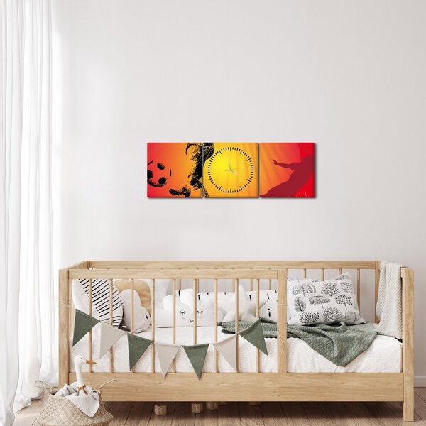 Obraz - Fotbal (s hodinami) (90x30 cm)
