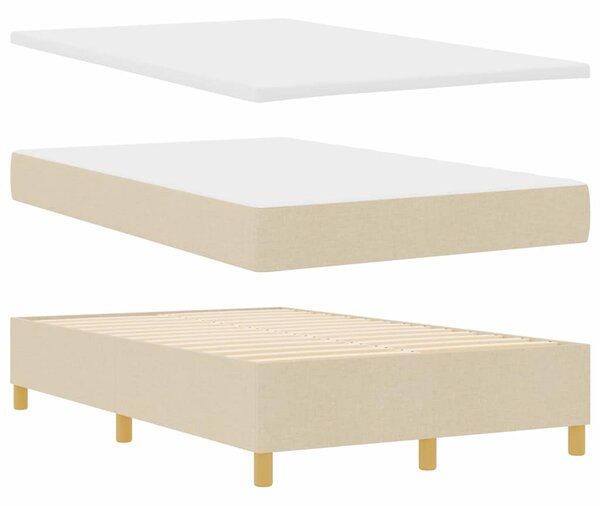 Postel s boxspringem s čelo Krémová 120 x 200 cm textil 3339614