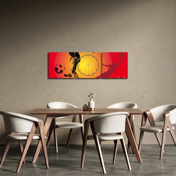 Obraz - Fotbal (s hodinami) (90x30 cm)