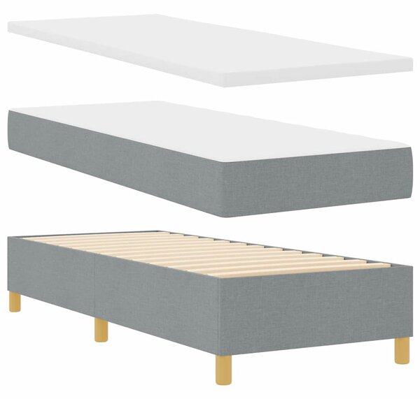 Postel s boxspringem s čelo Světle šedá 200 x 80 cm textil 3344331
