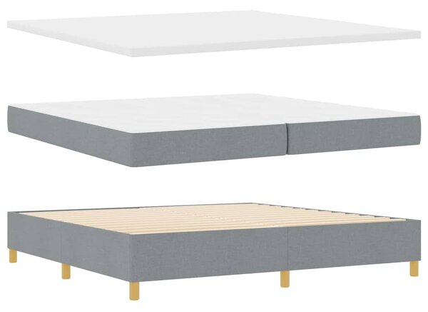 Postel s boxspringem s čelo Světle šedá 200 x 200 cm textil 3339644