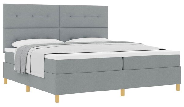 Postel s boxspringem s čelo Světle šedá 200 x 200 cm textil 3339644