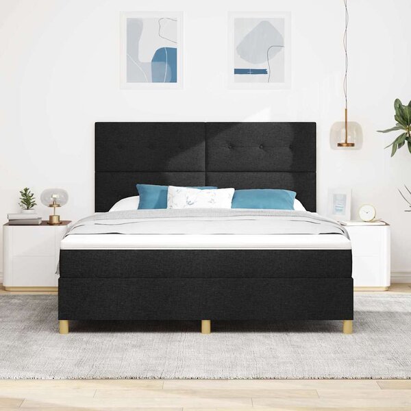 Postel s boxspringem s čelo Černá 180 x 200 cm textil 3339639