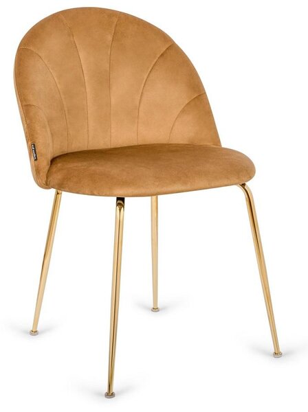 Elegantní čalouněná jídelní židle Velvet GOLD - glamour design, robustní ocelový rám