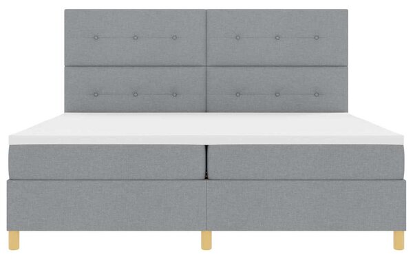 Postel s boxspringem s čelo Světle šedá 200 x 200 cm textil 3339644