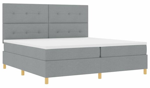 Postel s boxspringem s čelo Světle šedá 200 x 200 cm textil 3339644