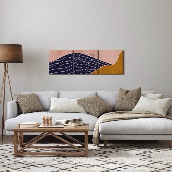 Obraz - Slunce nad horami (s hodinami) (90x30 cm)