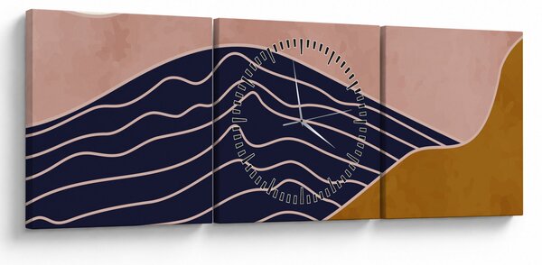 Obraz - Slunce nad horami (s hodinami) (90x30 cm)