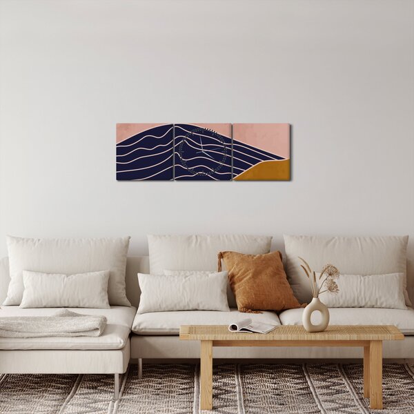 Obraz - Slunce nad horami (s hodinami) (90x30 cm)