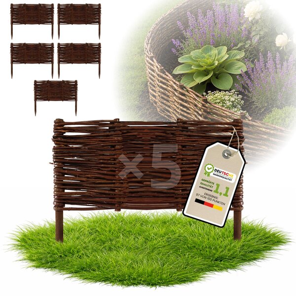 Floranica 5 kusů Vrbový plot 30 cm x 30 cm – Zahradní plot z vrbového proutí Palisáda Přírodní oplocení Ohraničení záhonu