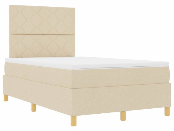 Postel s boxspringem s čelo Krémová 120 x 200 cm textil 3339691