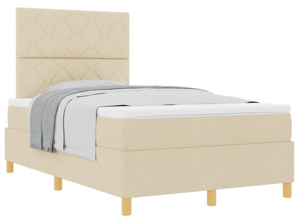 Postel s boxspringem s čelo Krémová 120 x 200 cm textil 3339691