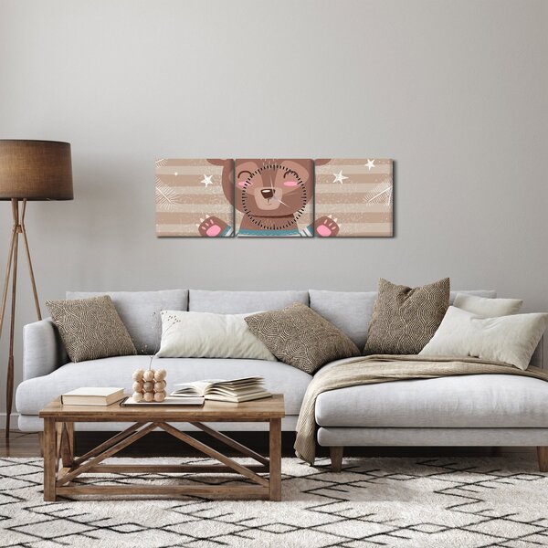 Obraz - Milující medvídek (s hodinami) (90x30 cm)