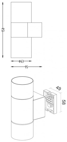 Deko-Light nástěnné přisazené svítidlo Achernar Up and Down 220-240V AC/50-60Hz GU10 2x max. 35,00 W 158 černošedá RAL 7021 731131